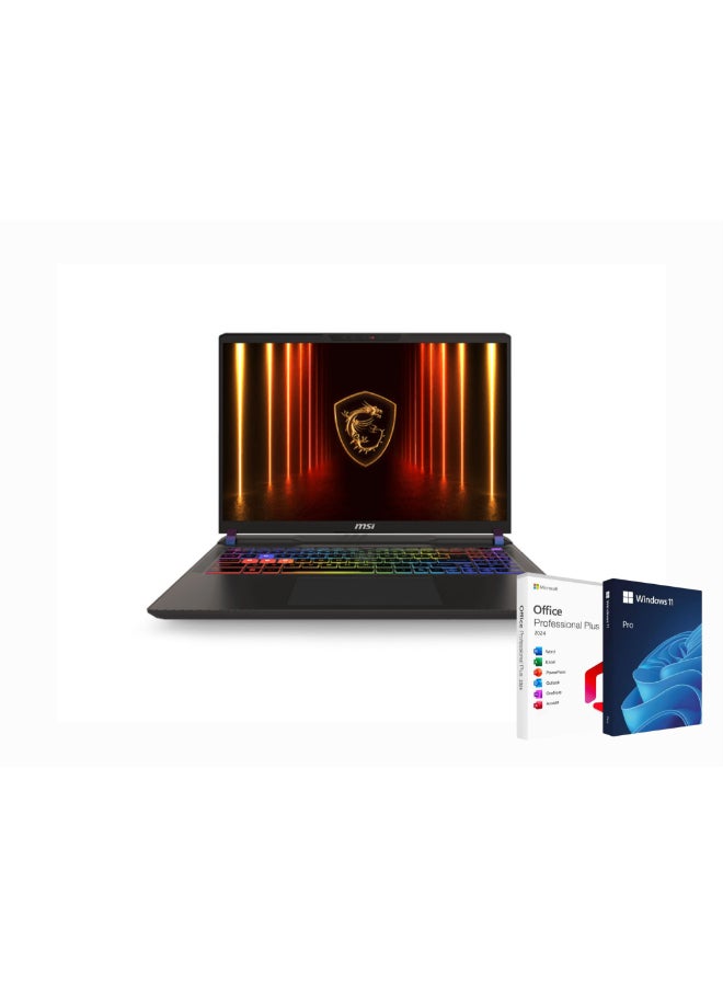 إم اس أي حاسوب الألعاب Vector 16 (2025) HX AI بمعالج Intel Ultra 9-275HX، 16GB، 1TB SSD، شاشة 16 بوصة 240Hz QHD+، GeForce RTX 5070Ti 12GB، Windows 11 Pro باللون الرمادي الكوزمي + Office 2024 مدى الحياة - Image 1